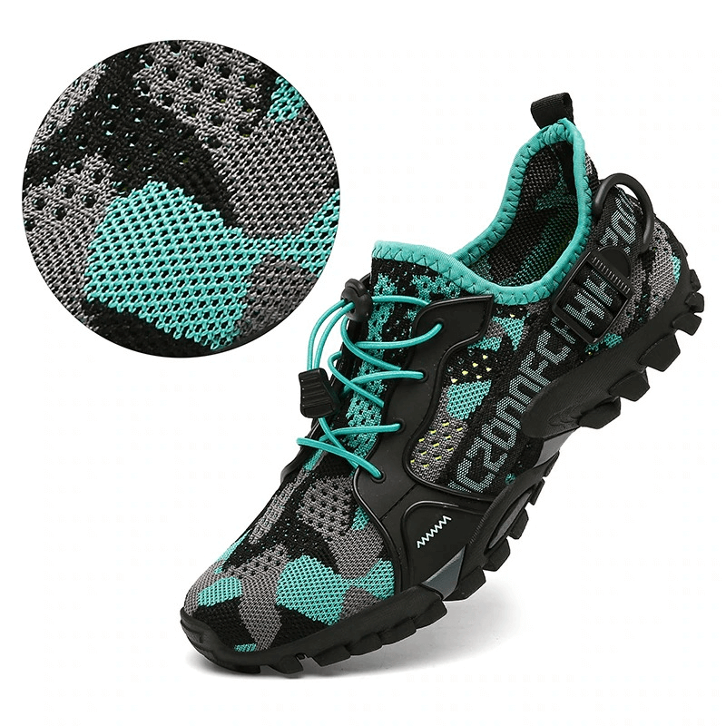 Trekking Flexible Hiking Boots SF0276 - breathable camo design, rubber soles, unisex sizes 36-47, perfect for outdoor adventures.